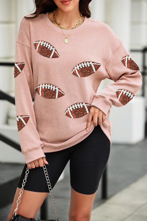 All the Sequins Football Patch Corduroy Sweatshirt
