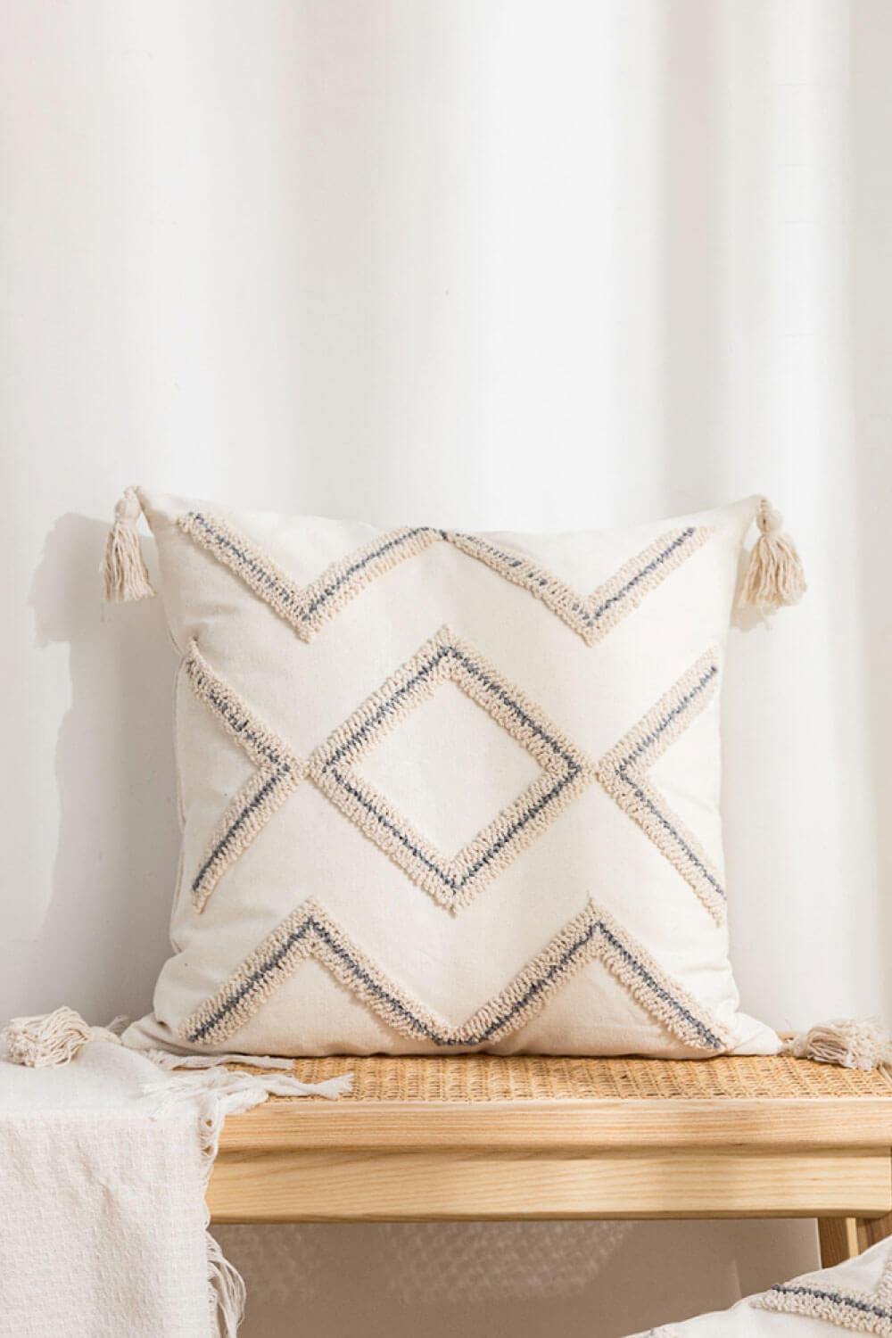 Decorative Throw Pillow Case with Tassels