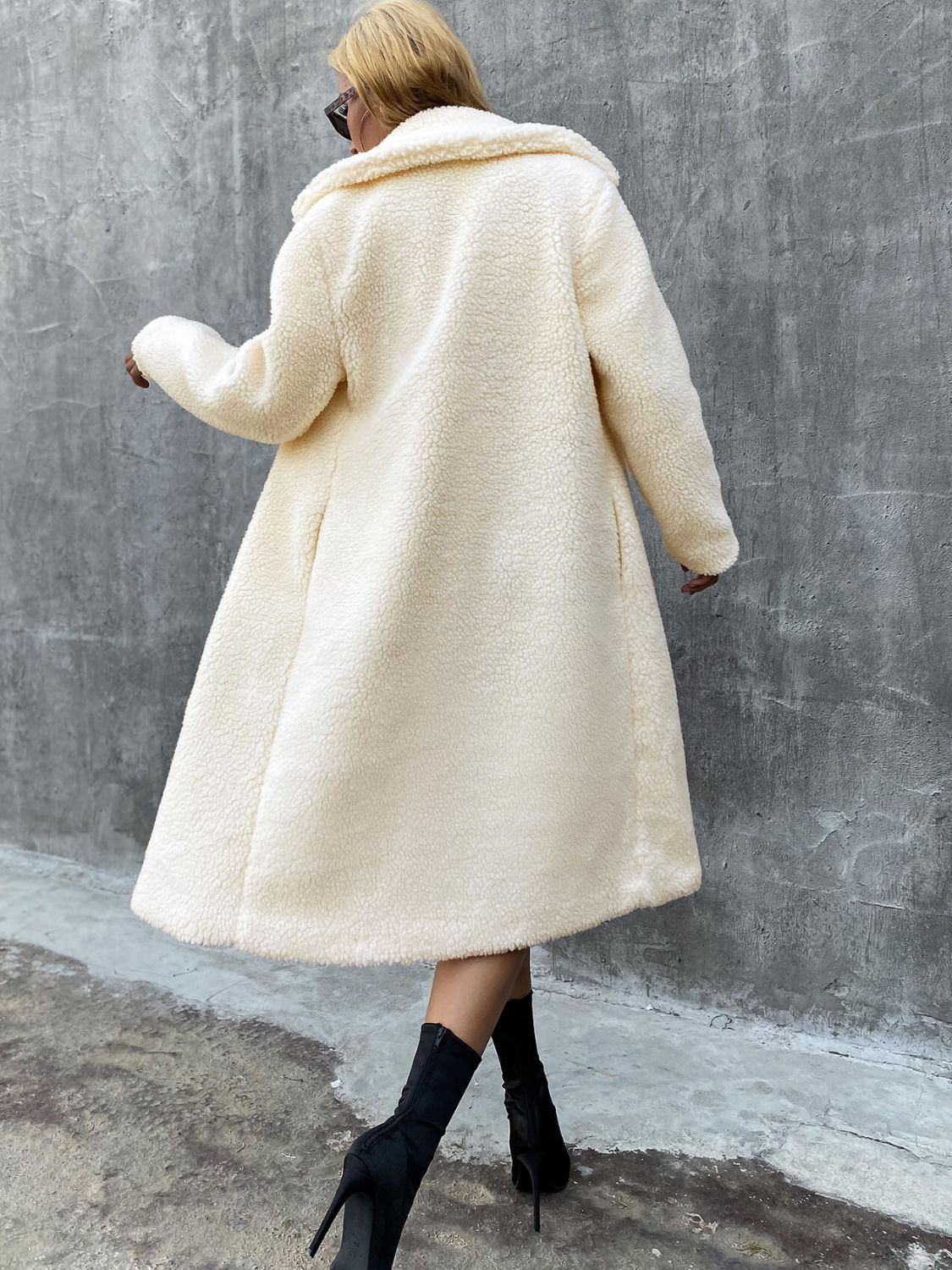 Sherpa Lapel Collar Duster Coat