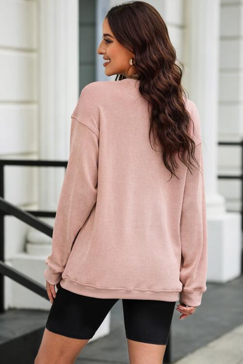 All the Sequins Football Patch Corduroy Sweatshirt