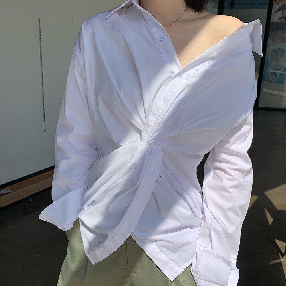 Twisted Drama White Button Up Shirt