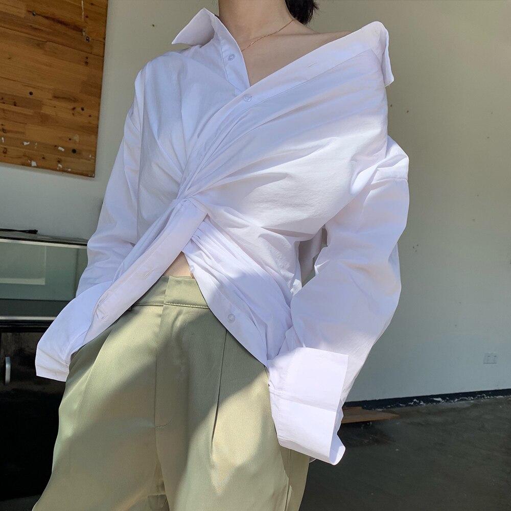 Twisted Drama White Button Up Shirt