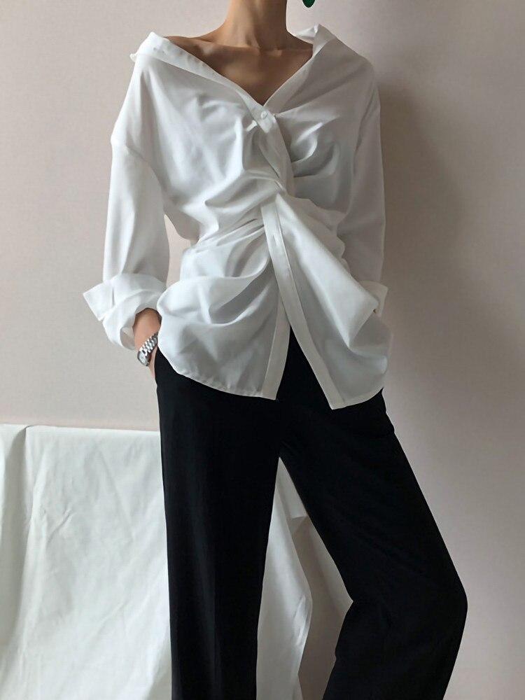 Twisted Drama White Button Up Shirt