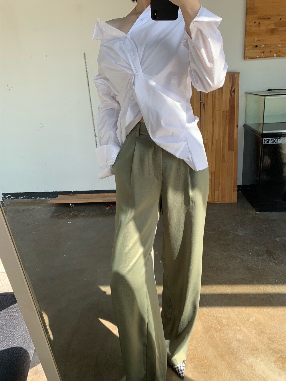 Twisted Drama White Button Up Shirt