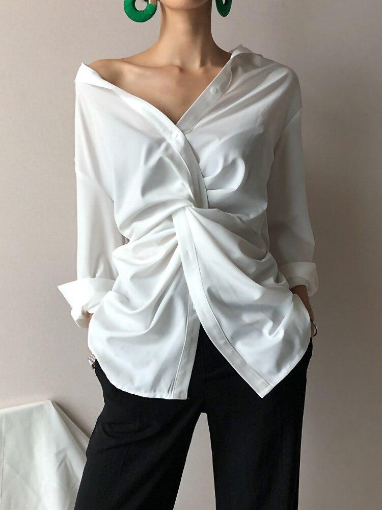 Twisted Drama White Button Up Shirt