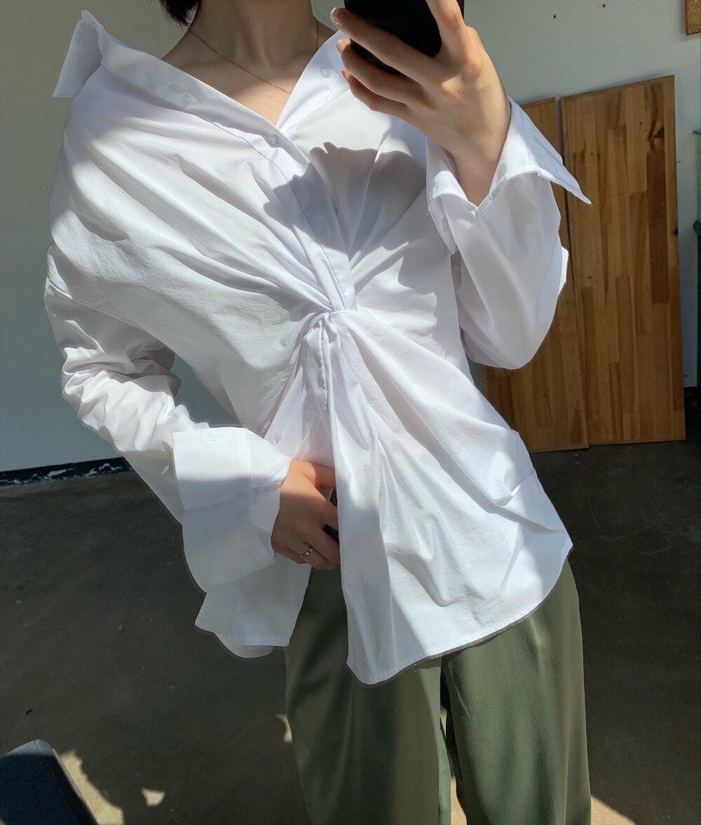 Twisted Drama White Button Up Shirt