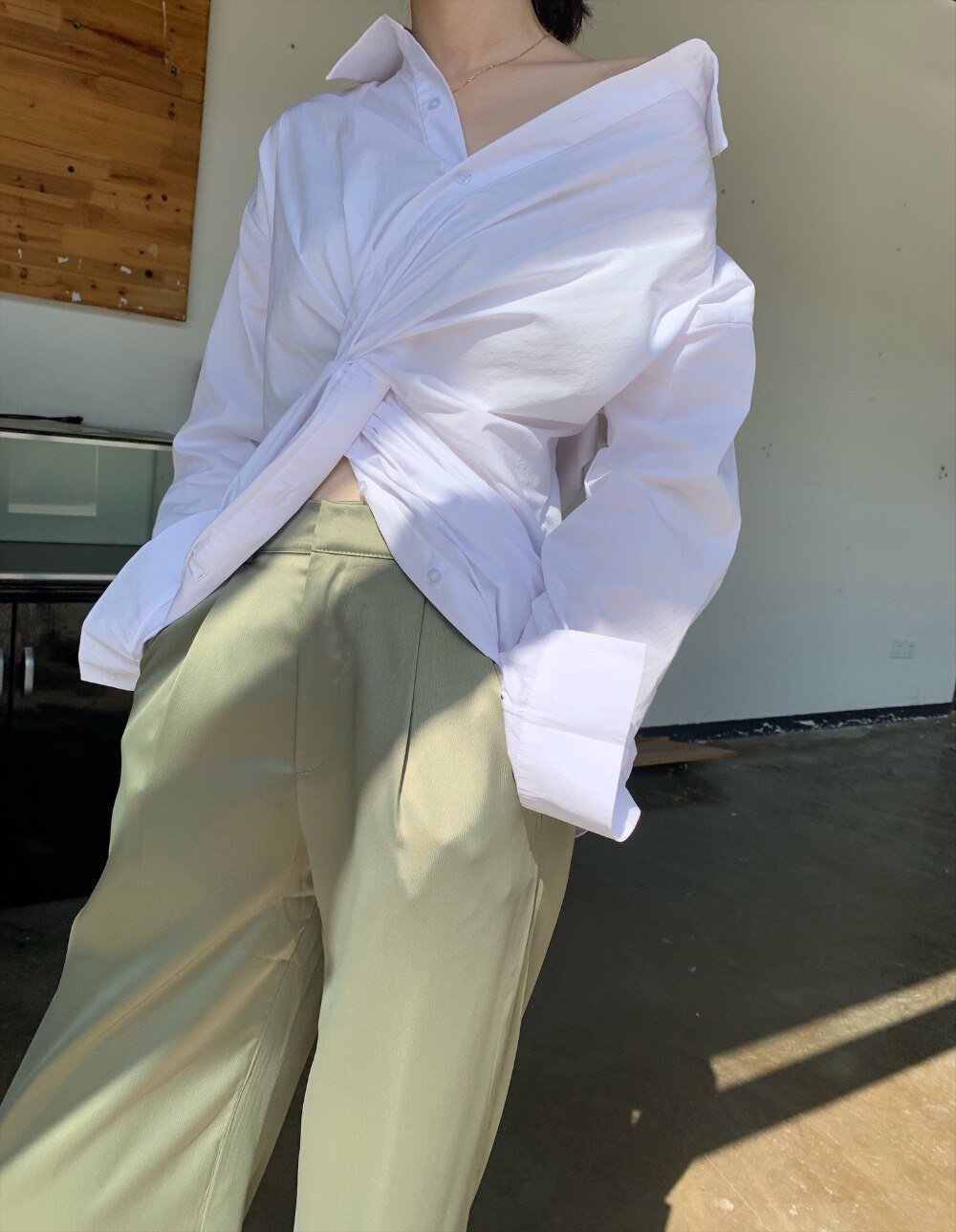 Twisted Drama White Button Up Shirt