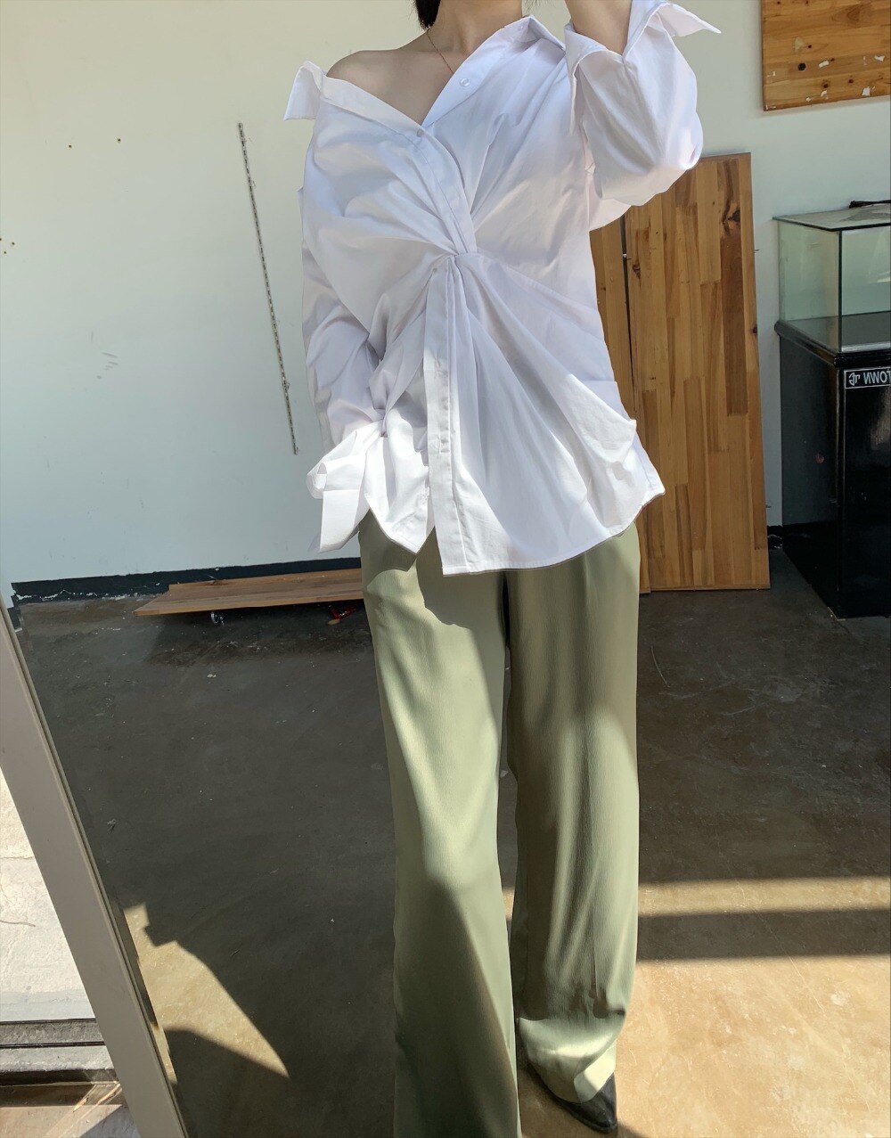 Twisted Drama White Button Up Shirt