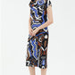 Abstract Print Accordion Pleated Midi Dress