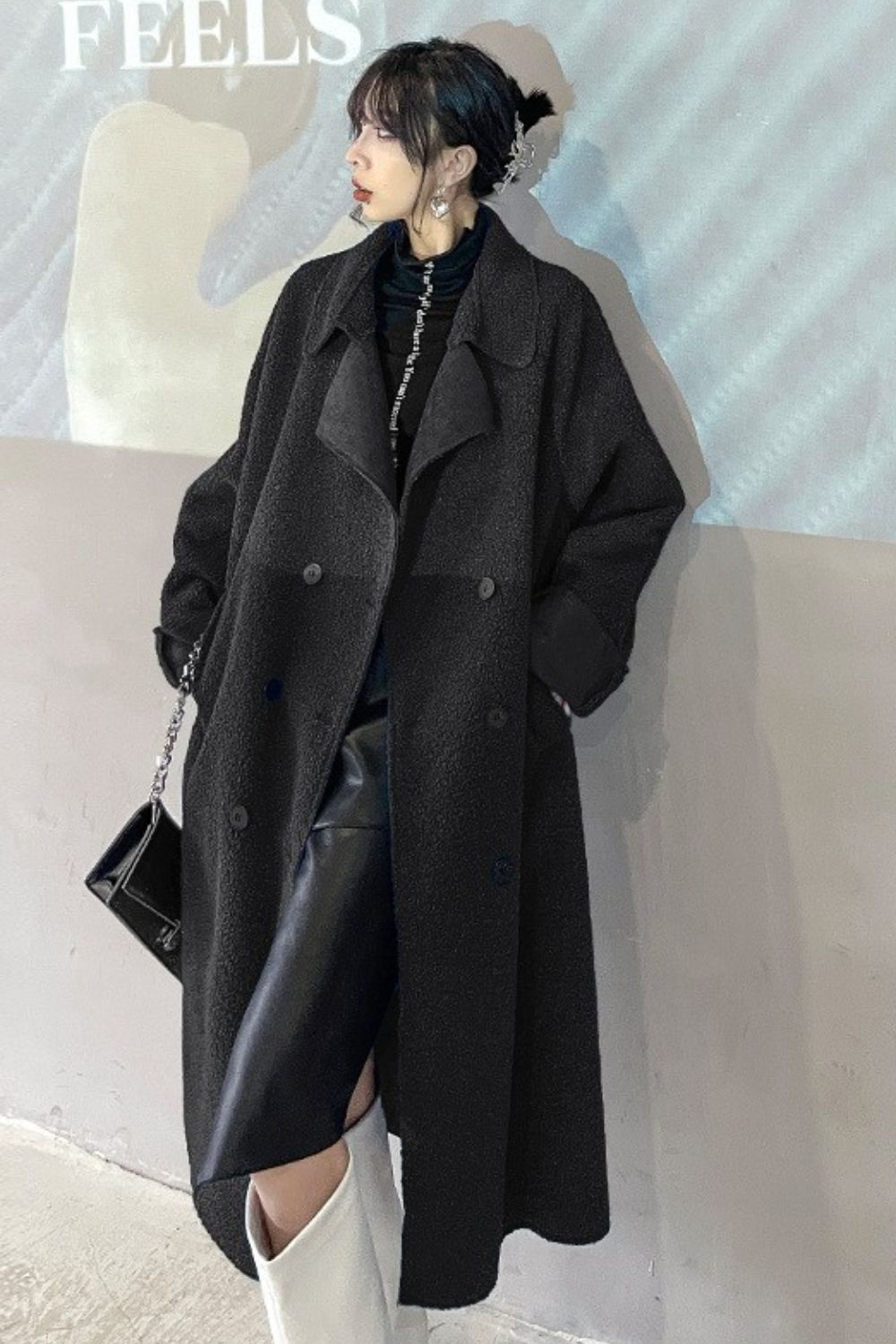 Sabriel Double-Breasted Belted Sherpa Coat