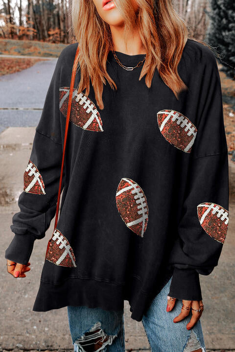 Midnight Toss Sequin Football Sweatshirt