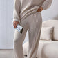 Plus Size V-Neck Dropped Shoulder Top and Pants Set