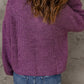 Half Zip Rib-Knit Dropped Shoulder Sweater