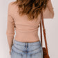 Scoop Neck Rib-Knit Raglan Sleeve Sweater
