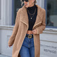 Open Front Turn-Down Collar Plush Coat