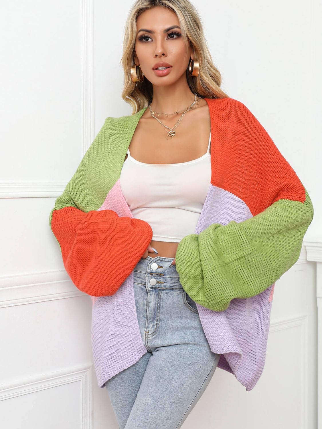 Tracy Color Block Cardigan Sweater