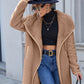 Open Front Turn-Down Collar Plush Coat