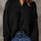 Half Zip Rib-Knit Dropped Shoulder Sweater