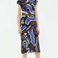 Abstract Print Accordion Pleated Midi Dress