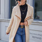 Open Front Turn-Down Collar Plush Coat