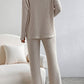 Plus Size V-Neck Dropped Shoulder Top and Pants Set