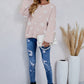 Heart Print Fuzzy Crewneck Long Sleeve Sweater