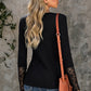 Crochet Lace Hem Sleeve Button Top
