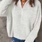 Half Zip Rib-Knit Dropped Shoulder Sweater