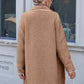 Open Front Turn-Down Collar Plush Coat