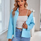 Waffle-Knit Button Up Shirt Jacket