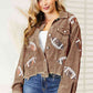 All In Football Patch Sequin Raw Hem Shacket