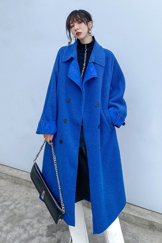 Sabriel Double-Breasted Belted Sherpa Coat