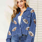 All In Football Patch Sequin Raw Hem Shacket