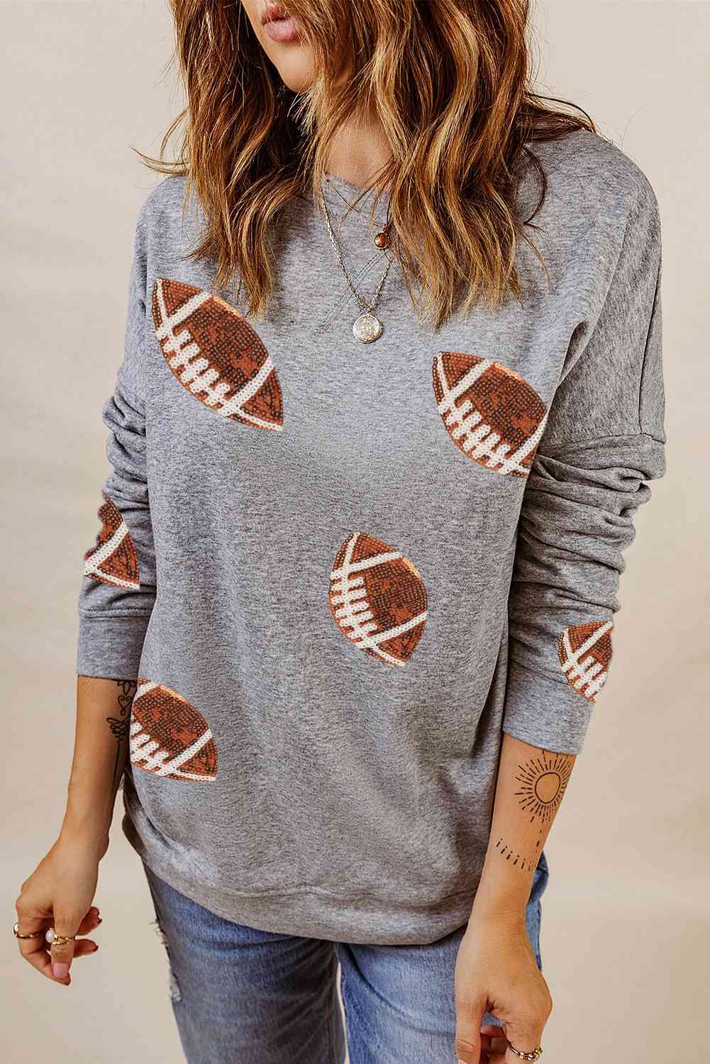 Football Sunday Shimmer Sequin Sweatshirt