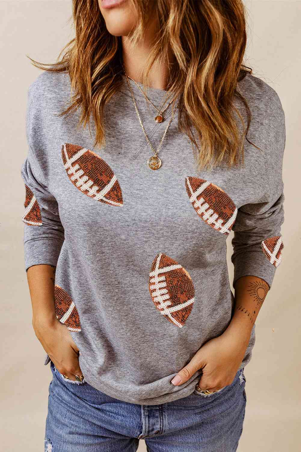 Football Sunday Shimmer Sequin Sweatshirt