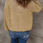 Half Zip Rib-Knit Dropped Shoulder Sweater