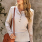 Crochet Lace Hem Sleeve Button Top