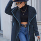 Open Front Turn-Down Collar Plush Coat