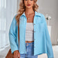 Waffle-Knit Button Up Shirt Jacket