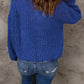 Half Zip Rib-Knit Dropped Shoulder Sweater