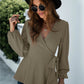 Ruffle Hem Wrap Knot  Blouse
