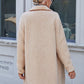 Open Front Turn-Down Collar Plush Coat