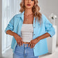 Waffle-Knit Button Up Shirt Jacket