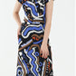 Abstract Print Accordion Pleated Midi Dress