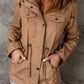 Drawstring Waist Hooded Jacket with Pockets
