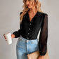 Grid Balloon Sleeve Shirt