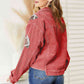 All In Football Patch Sequin Raw Hem Shacket