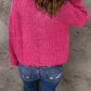 Half Zip Rib-Knit Dropped Shoulder Sweater