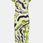 Abstract Print Accordion Pleated Midi Dress