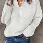 Half Zip Rib-Knit Dropped Shoulder Sweater